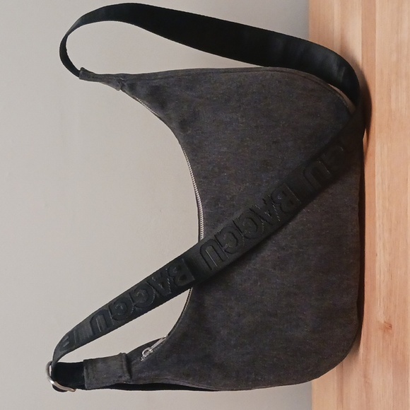 BAGGU Medium Washed Black Denim Crescent Crossbody Bag - Picture 15 of 15